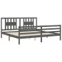 Gray solid wood bed frame with headboard 200x200 cm by vidaXL, Beds and slatted bases - Ref: Foro24-3194593, Price: 172,98 €,...