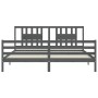 Gray solid wood bed frame with headboard 200x200 cm by vidaXL, Beds and slatted bases - Ref: Foro24-3194593, Price: 175,18 €,...