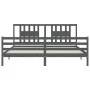 Gray solid wood bed frame with headboard 200x200 cm by vidaXL, Beds and slatted bases - Ref: Foro24-3194593, Price: 172,98 €,...