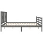 Gray solid wood bed frame with headboard 200x200 cm by vidaXL, Beds and slatted bases - Ref: Foro24-3194593, Price: 175,18 €,...