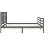 Gray solid wood bed frame with headboard 200x200 cm by vidaXL, Beds and slatted bases - Ref: Foro24-3194593, Price: 172,98 €,...