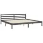 Gray solid wood bed frame with headboard 200x200 cm by vidaXL, Beds and slatted bases - Ref: Foro24-3194593, Price: 172,98 €,...