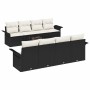 Conjunto de sofá de jardín 9 pcs Negro y crema 55 x 55 x 37 cm