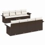 Conjunto de sofá de jardín 9 pcs Marrón y crema 55 x 55 x 37 cm