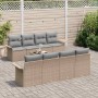 Conjunto de sofá de jardín 9 pcs Beige y gris 55 x 55 x 37 cm