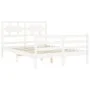 Weißer Massivholzbettrahmen mit Kopfteil 140x200 cm von vidaXL, Betten und Lattenroste - Ref: Foro24-3194442, Preis: 139,07 €...