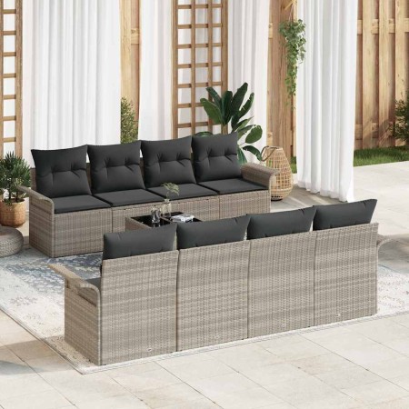 Conjunto de sofá de jardín 9 pcs Gris Claro y Gris Oscuro