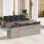 Conjunto de sofá de jardín 9 pcs Gris Claro y Gris Oscuro