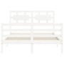 Weißer Massivholzbettrahmen mit Kopfteil 140x200 cm von vidaXL, Betten und Lattenroste - Ref: Foro24-3194442, Preis: 139,07 €...