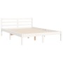 Weißer Massivholzbettrahmen mit Kopfteil 140x200 cm von vidaXL, Betten und Lattenroste - Ref: Foro24-3194442, Preis: 139,07 €...