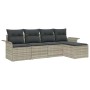 Conjunto de sofá de jardín con cojín 5 pcs Gris claro Poliratán