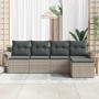 Conjunto de sofá de jardín con cojín 5 pcs Gris claro Poliratán