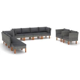 Gartenmöbel-Set 10-teilig, synthetisches Rattan, grauer Eukalyptus von vidaXL, Gartensets - Ref: Foro24-3082090, Preis: 787,1...