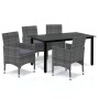 5-teiliges Gartenmöbel-Set mit grauen synthetischen Rattankissen von vidaXL, Gartensets - Ref: Foro24-3094981, Preis: 372,68 ...