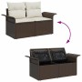 Conjunto de sofá de jardín con cojín 4 pcs Marrón Poliratán
