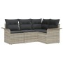Conjunto de sofá de jardín con cojín 4 pcs Gris claro Poliratán