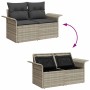 Conjunto de sofá de jardín con cojín 4 pcs Gris claro Poliratán