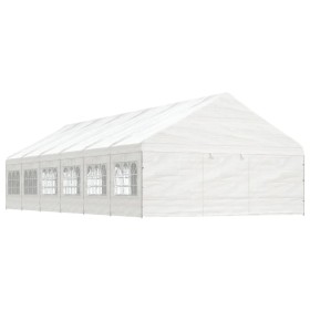 Cenador con techo polietileno blanco 13,38x5,88x3,75 m