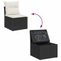 Conjunto de sofá de jardín con cojín 5 pcs Negro Poliratán