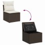 Conjunto de sofá de jardín con cojín 5 pcs Marrón Poliratán
