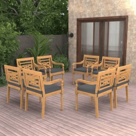 Batavia chairs with cushions, 8 units, solid teak wood. by vidaXL, Garden chairs - Ref: Foro24-3087059, Price: 993,51 €, Disc...