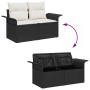 Conjunto de sofá de jardín con cojín 5 pcs Negro Poliratán