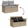 Conjunto de sofá de jardín con cojín 5 pcs Beige Poliratán