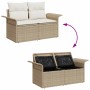 Conjunto de sofá de jardín con cojín 5 pcs Beige Poliratán