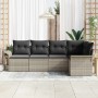 Conjunto de sofá de jardín con cojín 5 pcs Gris claro Poliratán