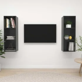 Muebles de salón de pared 2 pzas madera ingeniería gris brillo de vidaXL, Muebles TV - Ref: Foro24-3079861, Precio: 97,88 €, ...