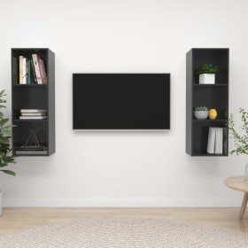 Wandmontierte Wohnzimmermöbel, 2-teilig, glänzend graues Holzwerkstoff von vidaXL, TV-Möbel - Ref: Foro24-3079861, Preis: 99,...