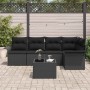 Conjunto de sofá de jardín con cojín 6 pcs Negro Poliratán