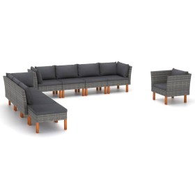 Gartenmöbel-Set 9-teilig synthetisches Rattan Eukalyptusgrau von vidaXL, Gartensets - Ref: Foro24-3082088, Preis: 717,95 €, R...