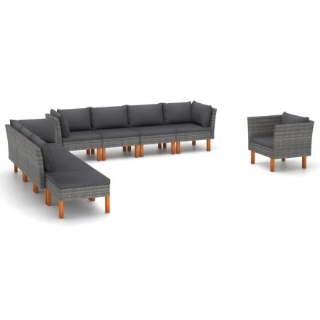 Gartenmöbel-Set 9-teilig synthetisches Rattan Eukalyptusgrau von vidaXL, Gartensets - Ref: Foro24-3082088, Preis: 708,16 €, R...