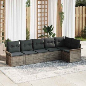 Conjunto de sofá de jardín con cojín 6 pcs Gris Poliratán en Conjuntos de jardín | Comprar online en Foro24