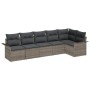 Conjunto de sofá de jardín con cojín 6 pcs Gris Poliratán