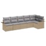 Conjunto de sofá de jardín con cojín 6 pcs Beige Poliratán