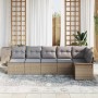 Conjunto de sofá de jardín con cojín 6 pcs Beige Poliratán
