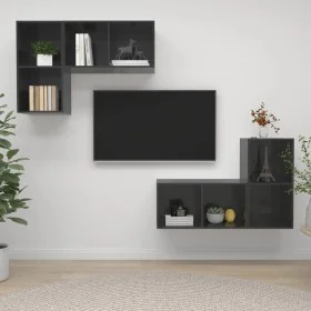 Wandmontierte Wohnzimmermöbel, 4-teilig, glänzend graues Holzwerkstoff von vidaXL, TV-Möbel - Ref: Foro24-3079843, Preis: 144...