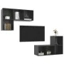 Wandmontierte Wohnzimmermöbel, 4-teilig, glänzend graues Holzwerkstoff von vidaXL, TV-Möbel - Ref: Foro24-3079843, Preis: 144...