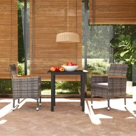 3-piece garden furniture set with gray synthetic rattan cushions by vidaXL, Garden sets - Ref: Foro24-3095003, Price: 279,52 ...