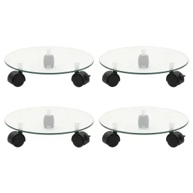 Plant wheel supports 4 pcs round tempered glass 28 cm by vidaXL, Pot stands - Ref: Foro24-3144028, Price: 40,46 €, Discount: %