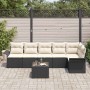 Conjunto de sofá de jardín con cojín 7 pcs Negro Poliratán