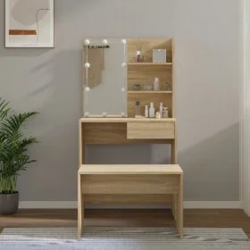 Set de tocador con LED madera contrachapada roble Sonoma de vidaXL, Tocadores para dormitorios - Ref: Foro24-3114109, Precio:...