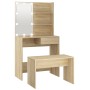 Set de tocador con LED madera contrachapada roble Sonoma de vidaXL, Tocadores para dormitorios - Ref: Foro24-3114109, Precio:...