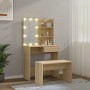 Set de tocador con LED madera contrachapada roble Sonoma de vidaXL, Tocadores para dormitorios - Ref: Foro24-3114109, Precio:...