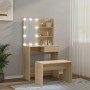Set de tocador con LED madera contrachapada roble Sonoma de vidaXL, Tocadores para dormitorios - Ref: Foro24-3114109, Precio:...