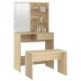 Set de tocador con LED madera contrachapada roble Sonoma de vidaXL, Tocadores para dormitorios - Ref: Foro24-3114109, Precio:...