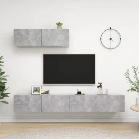 Set de muebles de salón 3 pzas madera ingeniería gris hormigón de vidaXL, Muebles TV - Ref: Foro24-3079123, Precio: 146,42 €,...