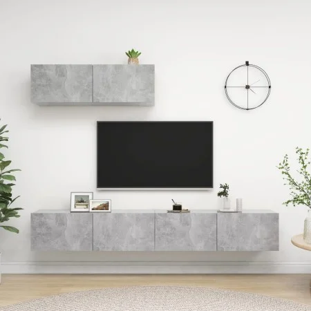 3 Stück Holzwerkstoff Wohnzimmermöbel Set Beton Grau von vidaXL, TV-Möbel - Ref: Foro24-3079123, Preis: 146,42 €, Rabatt: %